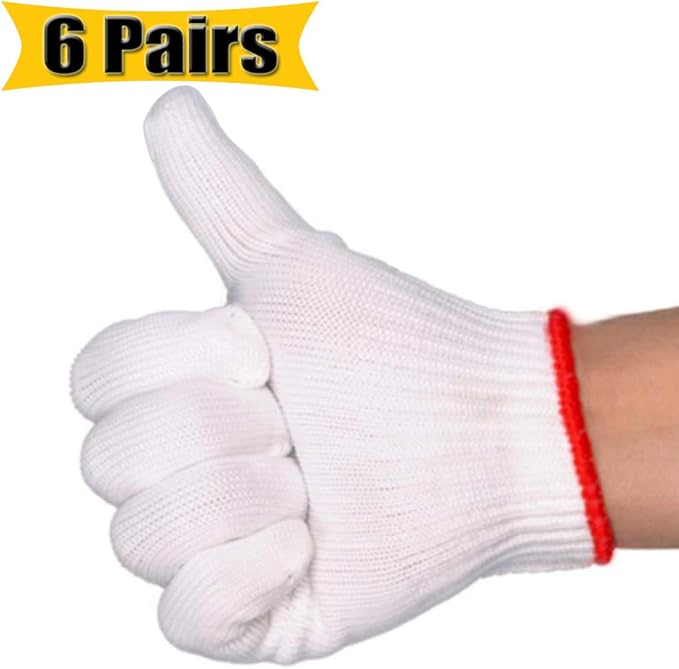 Hand Working Gloves Safety Grip Protection Work Gloves Men Women BBQ Thick Cotton (Pack of 6 Pairs)