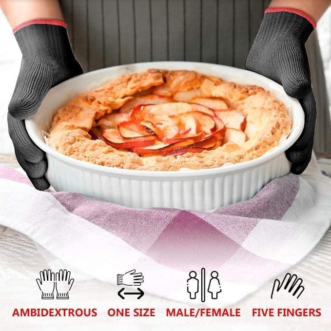 Outdoors 1 Pair Heat Resistant Gloves Oven Gloves Heat Resistant with Fingers Gloves Double Oven Mitt Set