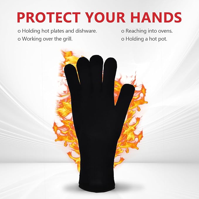 Super Heat-Resistant Grill Gloves, Heat-Resistant at 662 °F, Aramid Material for Hand Comfort, Cut-Resistant, wear-Resistant and Heat-Insulating, Beige