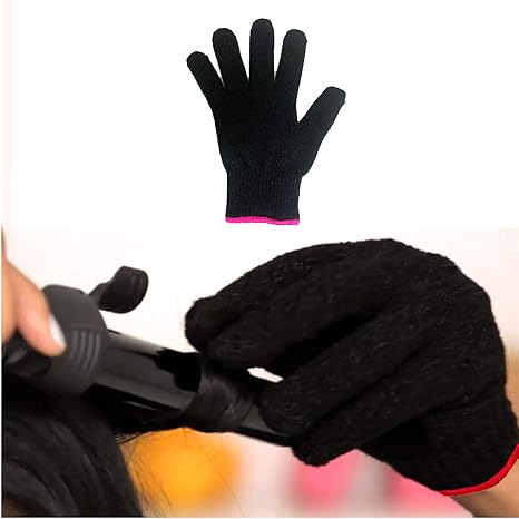 Professional Heat Resistant Glove for Hair Styling Heat Blocking for Curling, Flat Iron and Curling Wand Suitable for Left and Right Hands, 1 Piece, Pink Edge