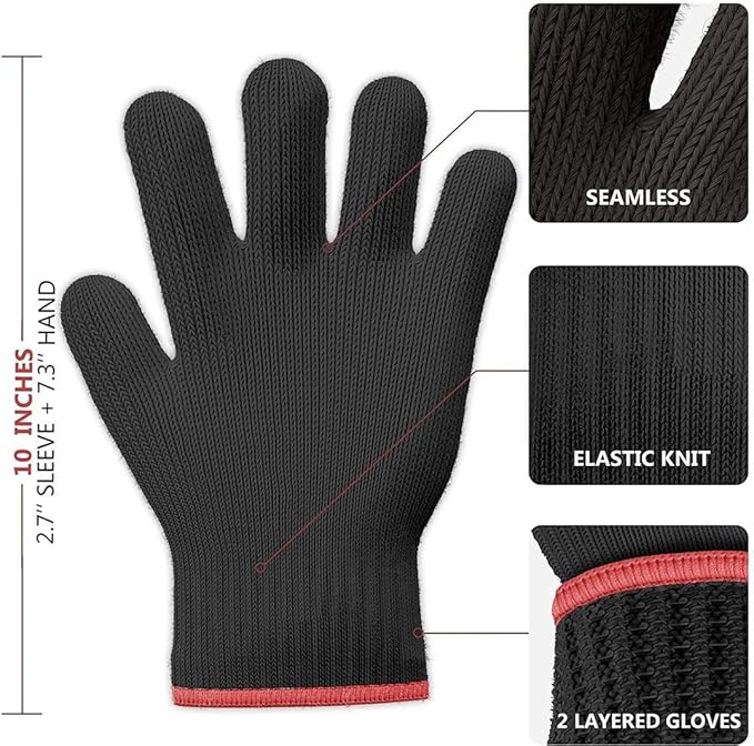 Outdoors 1 Pair Heat Resistant Gloves Oven Gloves Heat Resistant with Fingers Gloves Double Oven Mitt Set