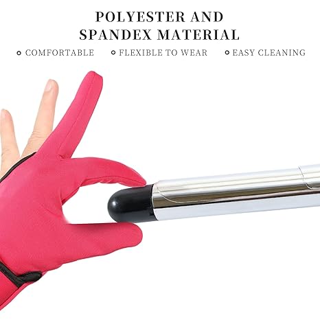 2 Pcs Heat Resistant Gloves for Hair Styling 3 Finger Barber Gloves Reusable Curling Wand Heat Protector for Hair Dye(Black, Rose Red)