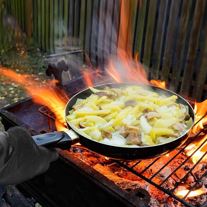 14 inch Barbecue Gloves, 932°F Extreme Heat Resistant Gloves, Waterproof Gloves with overlong Sleeve, for Baking/Oven/Cooking/Pit/Barbecue/Cutting,Textured Palm Handle/Greasy Food