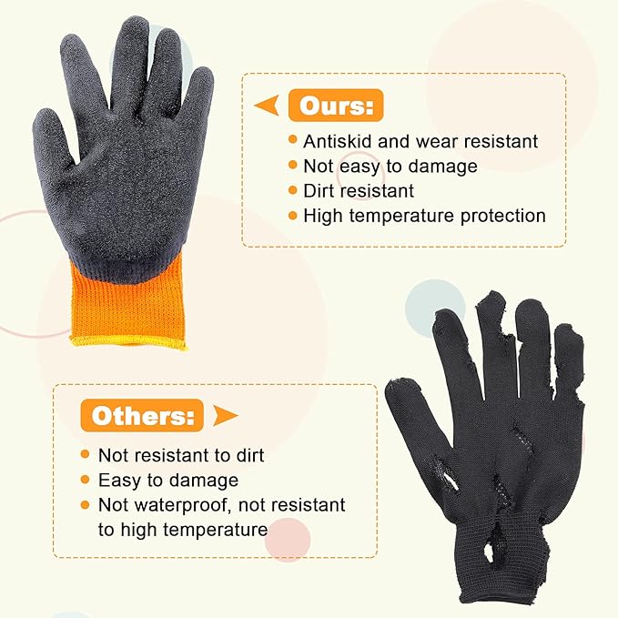 3 Pairs Heat Resistant Gloves Heat Press Gloves for Transfer Printing 3D Vacuum Transfer Machine Work, Orange and Black