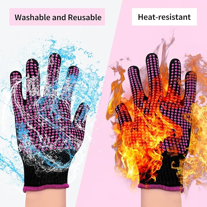 Heat Resistant Gloves for Sublimation - 2Pcs Heat Gloves for Sublimation with Silicone Bumps, Heat Resistant Work Gloves for Women, Universal Fit Size