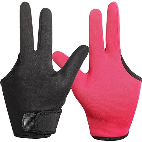 2 Pcs Heat Resistant Gloves for Hair Styling 3 Finger Barber Gloves Reusable Curling Wand Heat Protector for Hair Dye(Black, Rose Red)