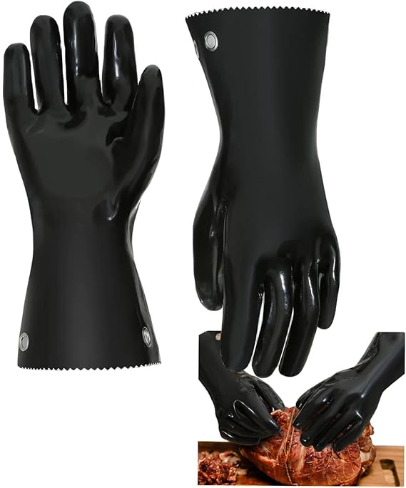 Insulated BBQ Gloves - Heat Resistant, No Stiff for Grill/Cooking/Pit, Grilling & Meat Gloves, Smoker Accessories