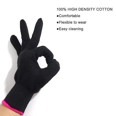 Professional Heat Resistant Glove for Hair Styling Heat Blocking for Curling, Flat Iron and Curling Wand Suitable for Left and Right Hands, 1 Piece, Pink Edge