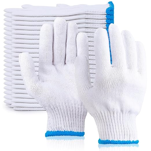 White Gloves Men Women, 12 Pairs Cooking Gloves for BBQ, Cooking, Grilling, Oven, Heat Resistant, Mechanics, Welding, Gardening Field Dressing Safty Work Gloves Bulk, Medium